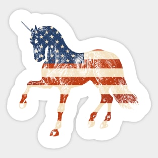 American Unicorn Distressed USA Flag Patriotic Sticker